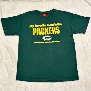 NFL Green Packers Fan Tee with Yellow Text XL